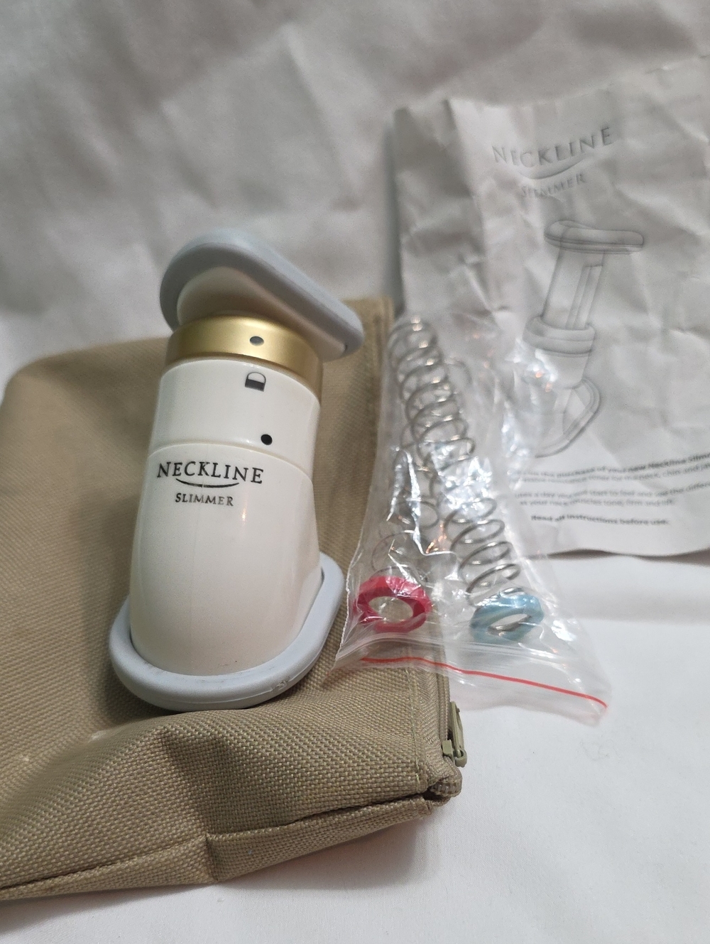Neckline Slimmer Facial Device With Carry Case, Instructions, Springs